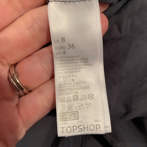 Topshop Button Front Short Sleeve Shirt Dress in Charcoal size 4 - Picture 5 of 7